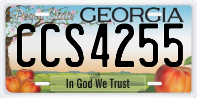 GA license plate CCS4255