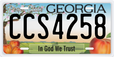 GA license plate CCS4258