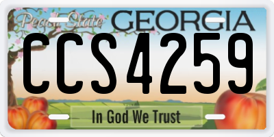 GA license plate CCS4259