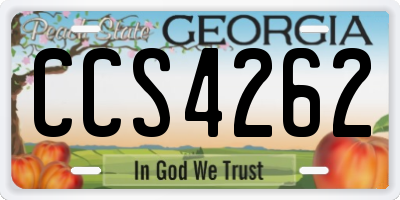 GA license plate CCS4262