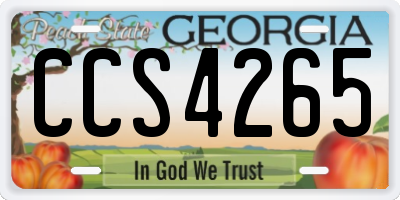 GA license plate CCS4265