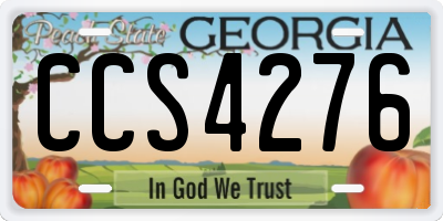 GA license plate CCS4276