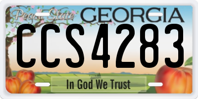 GA license plate CCS4283
