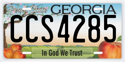 GA license plate CCS4285