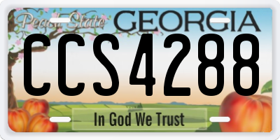 GA license plate CCS4288