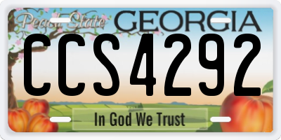 GA license plate CCS4292