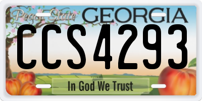 GA license plate CCS4293