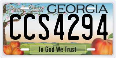 GA license plate CCS4294