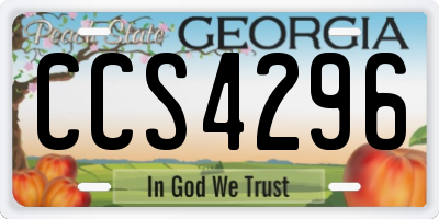 GA license plate CCS4296
