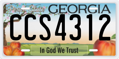 GA license plate CCS4312