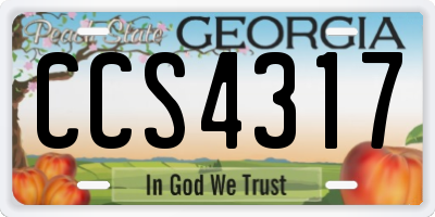 GA license plate CCS4317