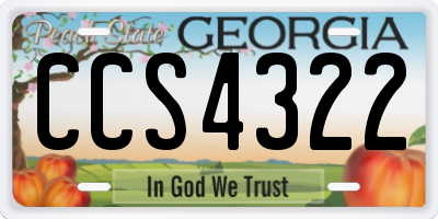GA license plate CCS4322