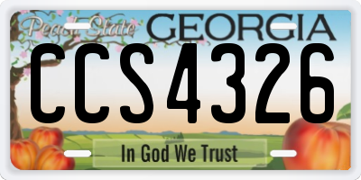 GA license plate CCS4326