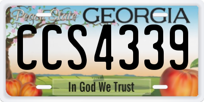 GA license plate CCS4339
