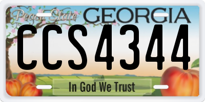 GA license plate CCS4344