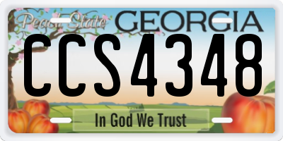 GA license plate CCS4348