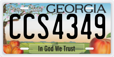 GA license plate CCS4349