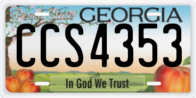 GA license plate CCS4353