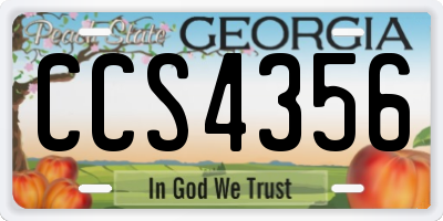 GA license plate CCS4356
