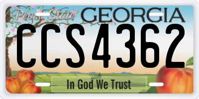 GA license plate CCS4362