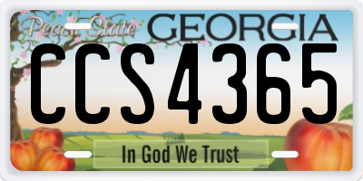GA license plate CCS4365