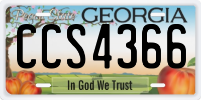 GA license plate CCS4366