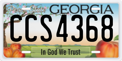 GA license plate CCS4368