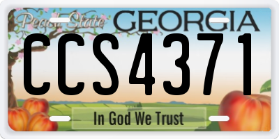 GA license plate CCS4371