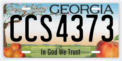 GA license plate CCS4373
