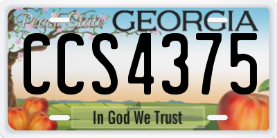 GA license plate CCS4375