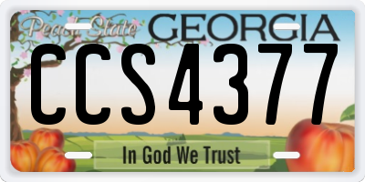 GA license plate CCS4377