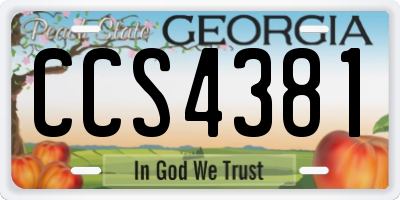 GA license plate CCS4381