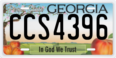 GA license plate CCS4396