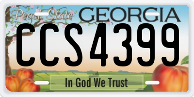 GA license plate CCS4399