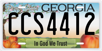 GA license plate CCS4412