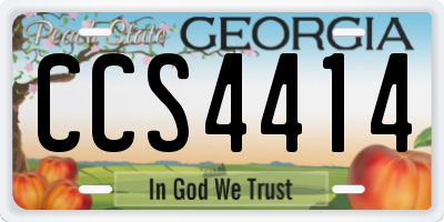 GA license plate CCS4414