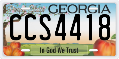 GA license plate CCS4418