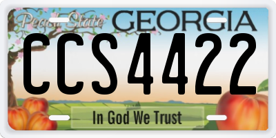 GA license plate CCS4422