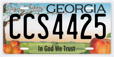 GA license plate CCS4425