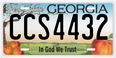 GA license plate CCS4432