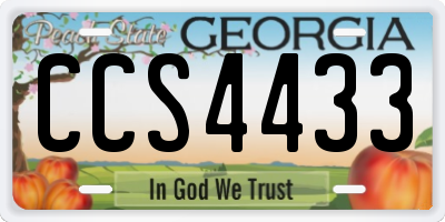 GA license plate CCS4433