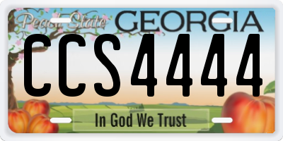 GA license plate CCS4444