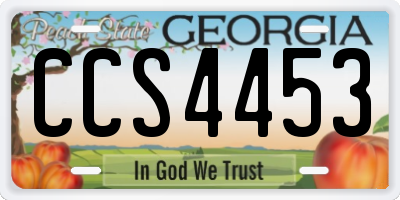 GA license plate CCS4453