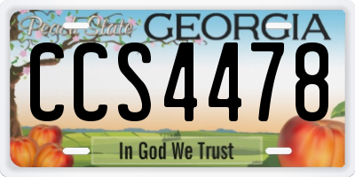 GA license plate CCS4478