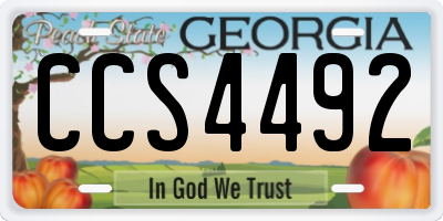GA license plate CCS4492