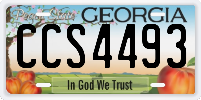 GA license plate CCS4493