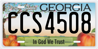 GA license plate CCS4508