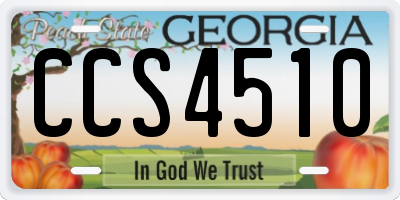 GA license plate CCS4510