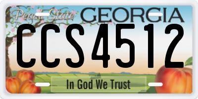 GA license plate CCS4512