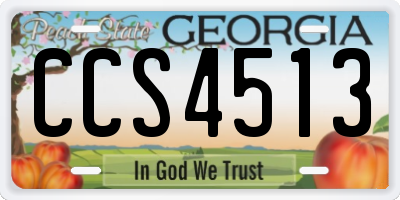 GA license plate CCS4513